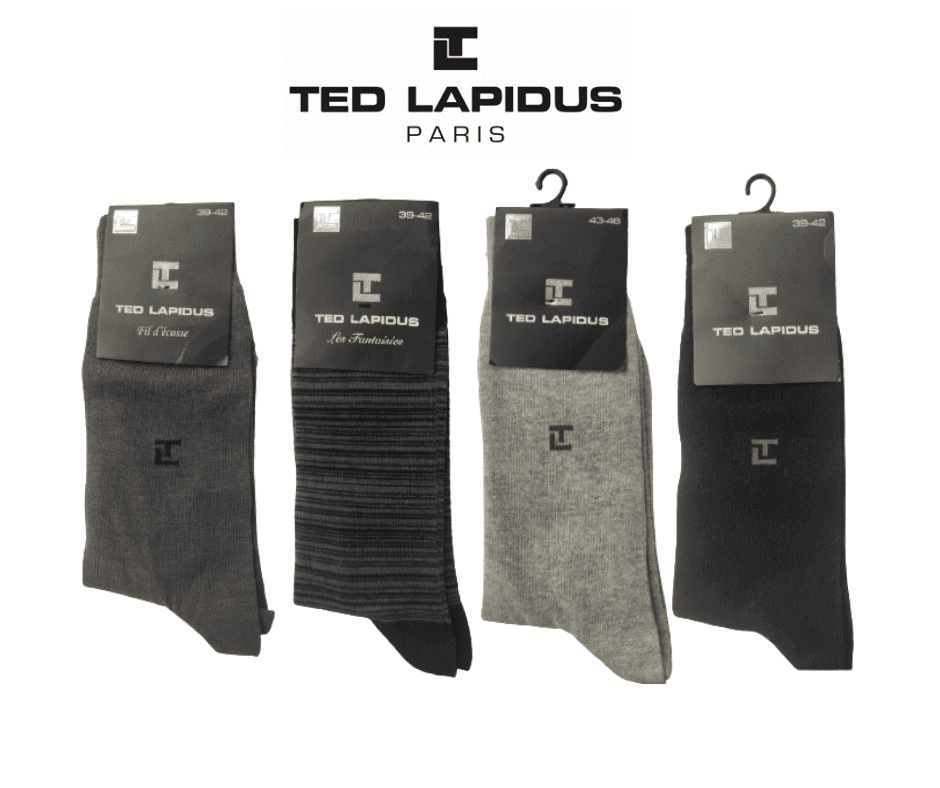 Ted Lapidus Chaussettes en Fil d'Ecosse Noir - Variété de coloris unis au choix