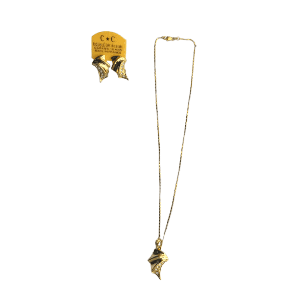 Collier femme assorti de boucles d’oreilles Plaqué or modèle 15