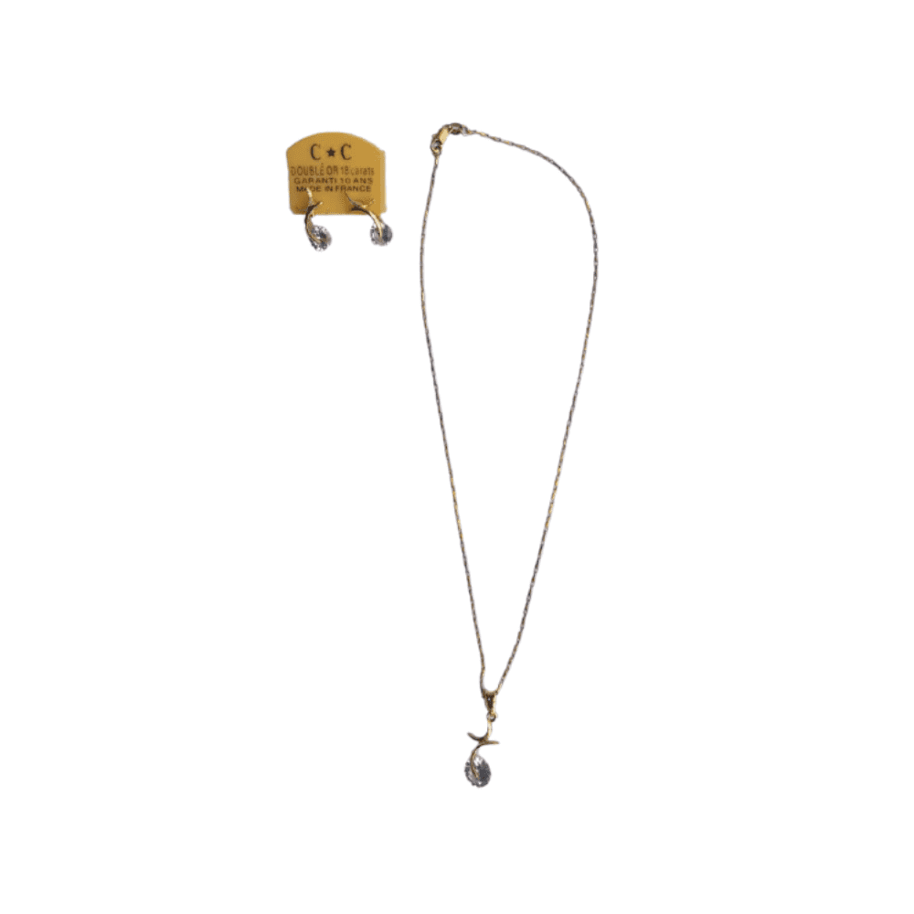 Collier femme assorti de boucles d’oreilles Plaqué or modèle 14