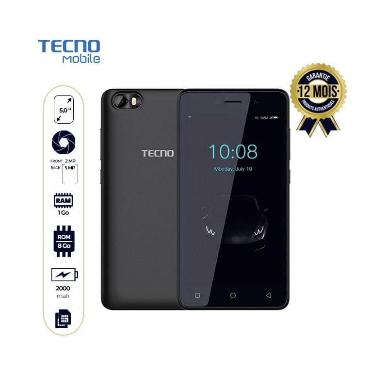 Tecno F1 - Dual nanosim - 8Go/1Go RAM – 5MP/2MP – 2000mAh - Noir