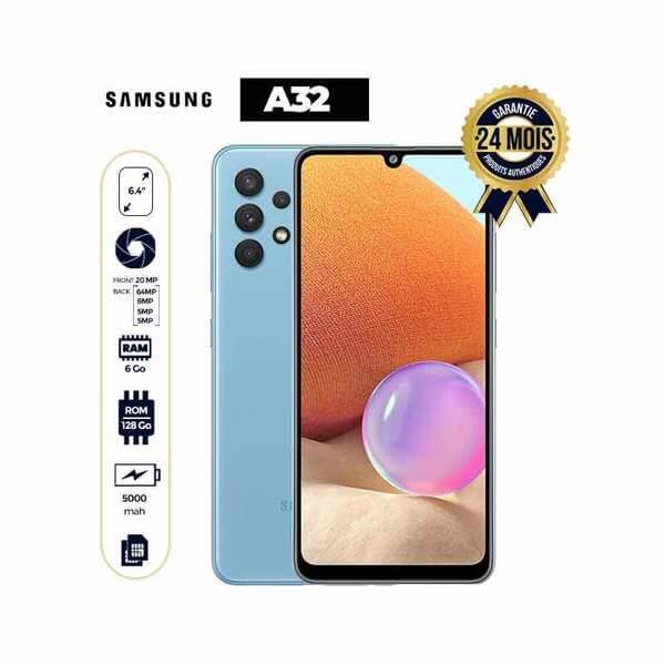 Samsung Galaxy A32 - Dual Sim - 6.5" - 64 Mpx - 128Go - 6Go RAM - 5000mAh - Violet -24 mois Garantie