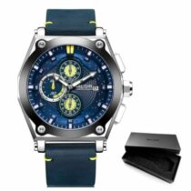 Montre Bracelet MEGIR à Quartz M2098- Bracelet en Cuir Bleu - garantie 6 mois