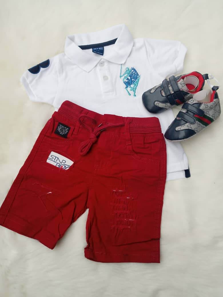 Ensemble Garçon - Culotte - Polo - Chaussure - 10 à 12 mois