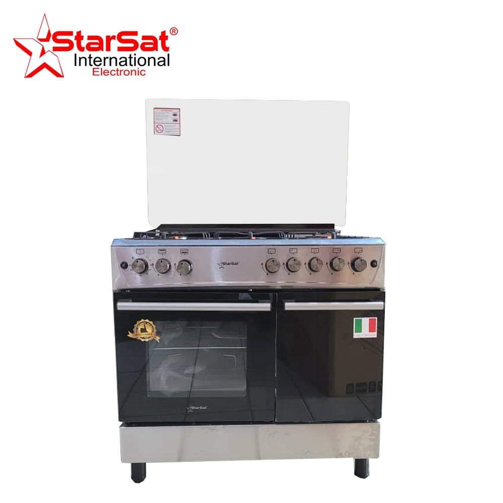 Cuisinière à Gaz - automatique - StarSat - Inox - 5 foyers - Garantie 6 mois