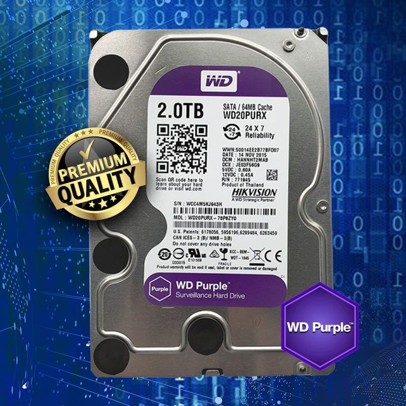 Disque dur interne HDD 2 To Western Digital Purple Vidéo Surveillance 6Gb/s