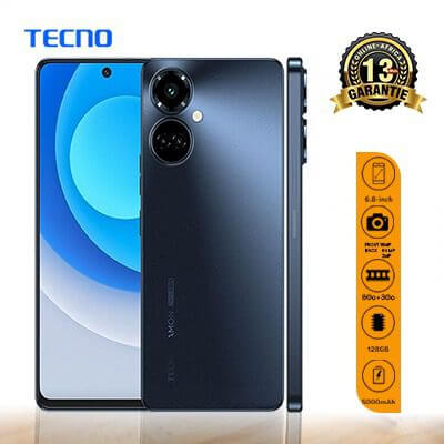 Tecno Camon 19 - 128G+6Go - 6.8" - 64/16Mp - 5000 MAh - 13 mois de garantie