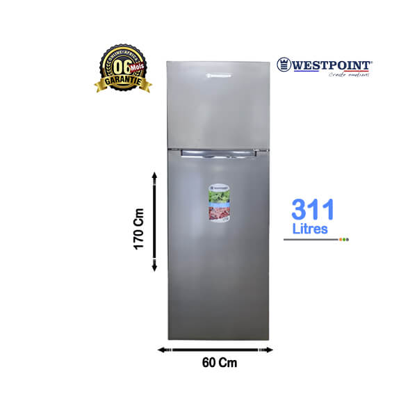 Réfrigérateur combiné Westpoint 311L - Vue d'ensemble, design élégant et compact