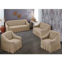 CkF- 1993 Housse extensible pour canapé et fauteuil - Motif à rayures unies - Beige