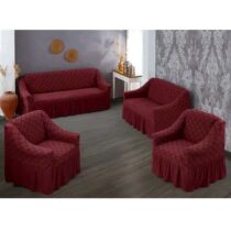 CkF- 1993 Housse extensible pour canapé et fauteuil - Motif à rayures unies - Bordeaux