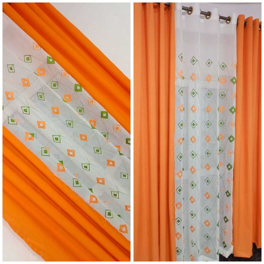 Rideaux Décoratifs - Ensemble 3 pièces - 2 Tissus Lourds + 1 Voilage