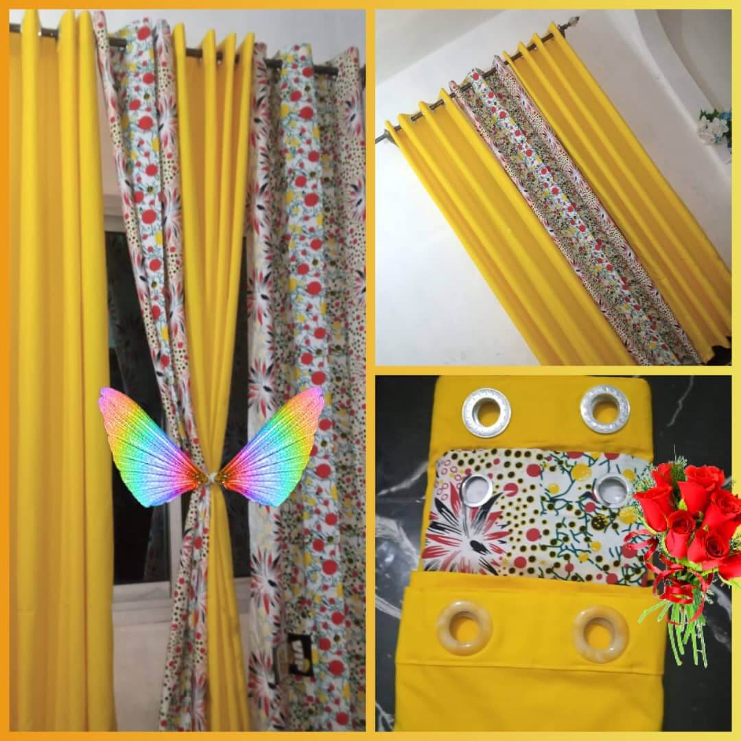 Rideaux Décoratifs - Ensemble 4 pièces - 2 Tissus semi Lourds + 2 Voilages Afritude
