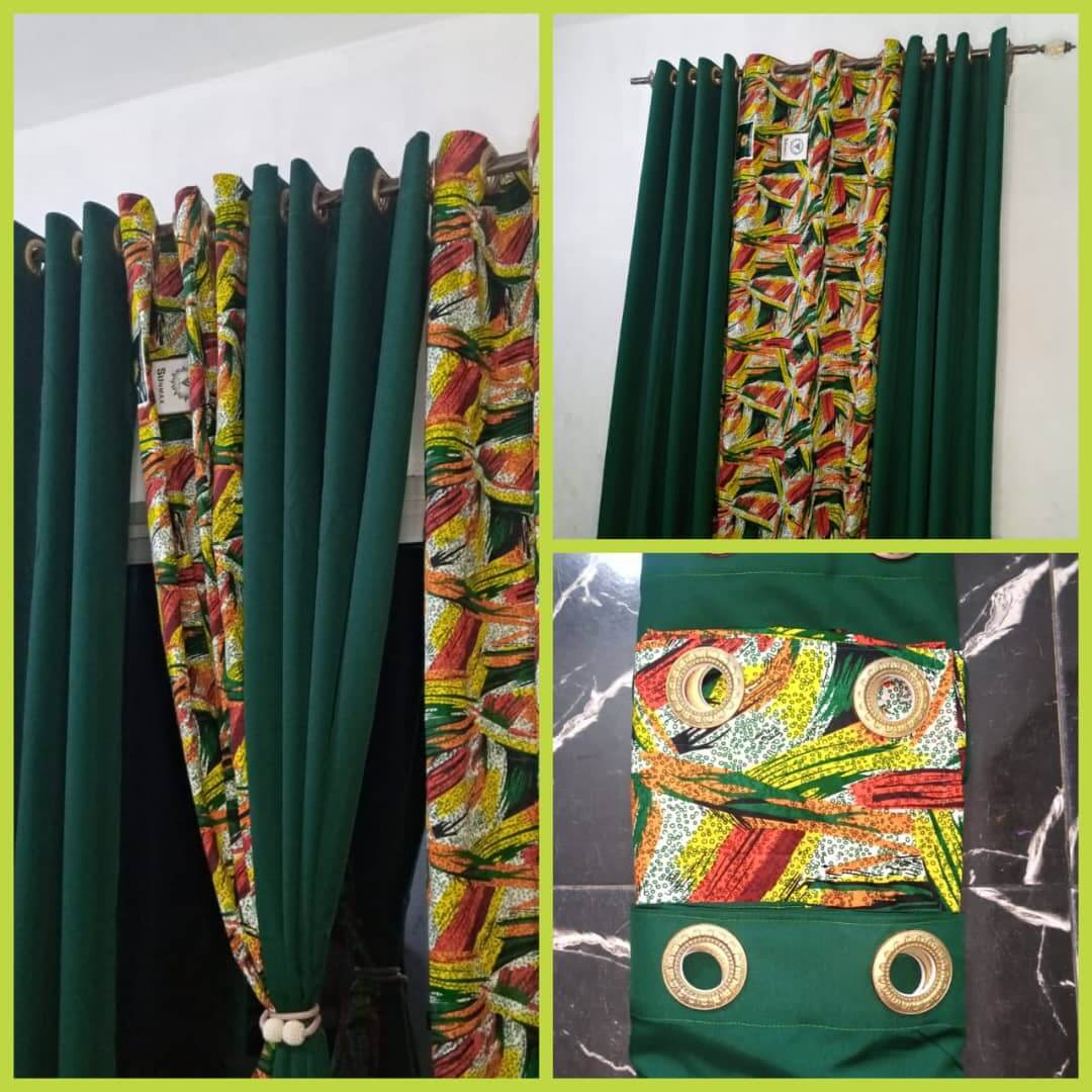 Rideaux Décoratifs Ensemble 4 pièces - 2 Tissus semi Lourds + 2 Voilages Afritude