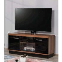 Meuble TV ORION PC 2 LUX - Jusqu'à 58" - 68821-120-S - Verre/Bois latté Noir