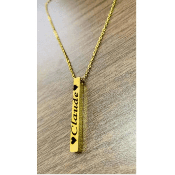 Collier Personnalisé - Médaillon - Barre 3D - Acier
