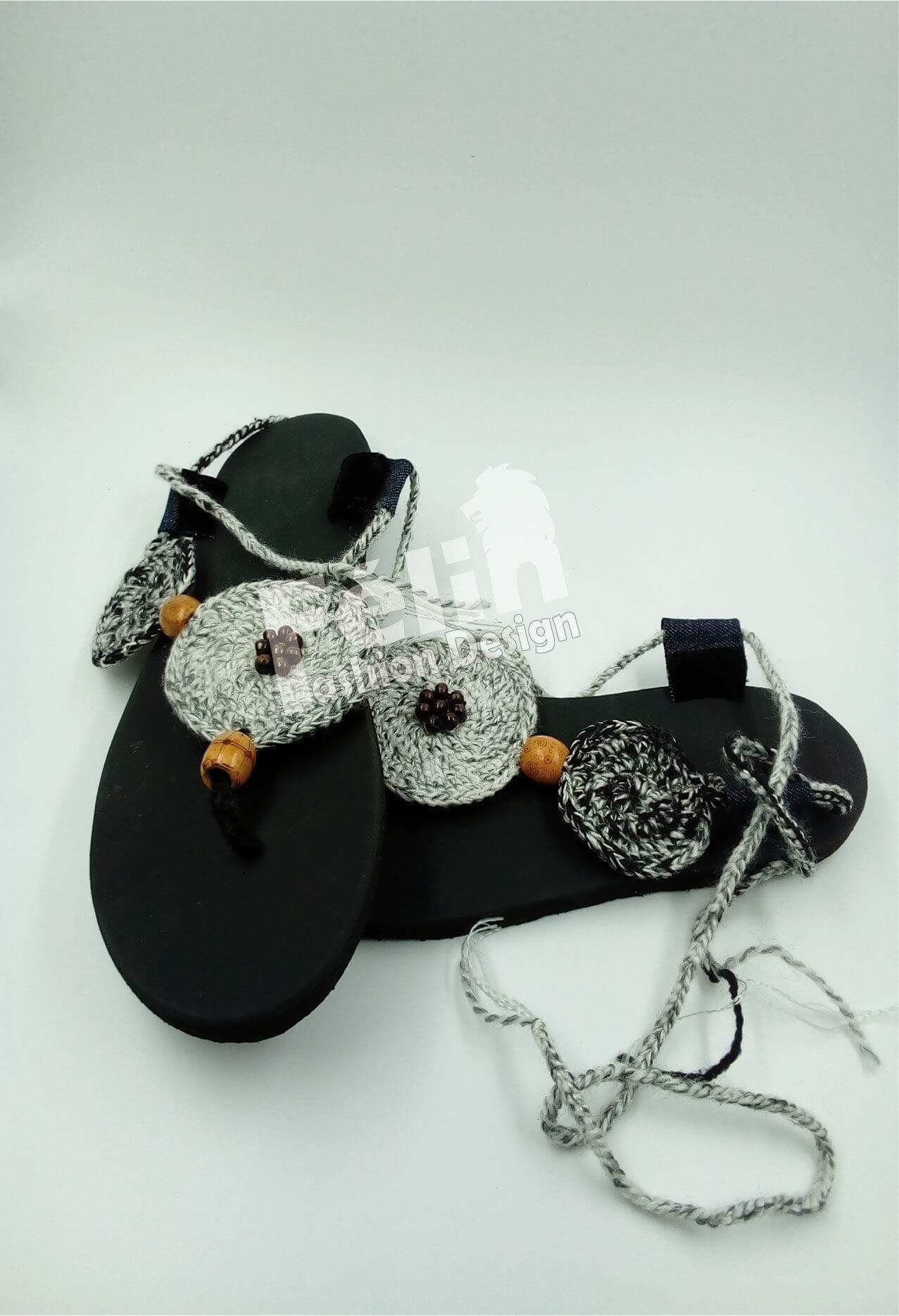 Sandale Africaine Nu-Pieds tissée à la main - Semelles Plates - Femme - P.40