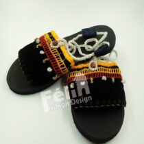 Sandale Africaine Nu-Pieds style Toghu - tissée à la main - Semelles Plates - Femme - P.38