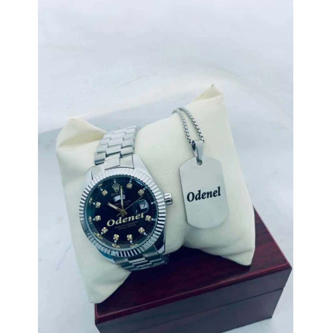 Montre Rolex + Chaine Personnalisée - Argent
