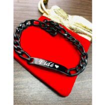 Bracelet Personnalisé - Gourmette Mixte - Métal Noir - Successful