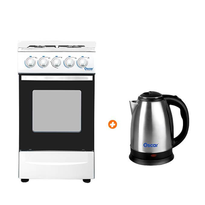 Cuisinière à gaz OSCAR - 50x50 - 4 foyers + 1 bouilloire Oscar Offerte - Garantie 06 mois