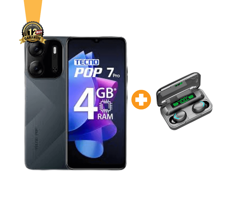 Tecno Pop 7 Pro (BF7) - 64+4+3Go - 4G - 6.5" - 13MP/5MP- 5000 mAh - Garantie 13 Mois