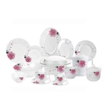 Jeu d'assiettes 58 Pièces - En Porcelaine - Blanc Fleuri