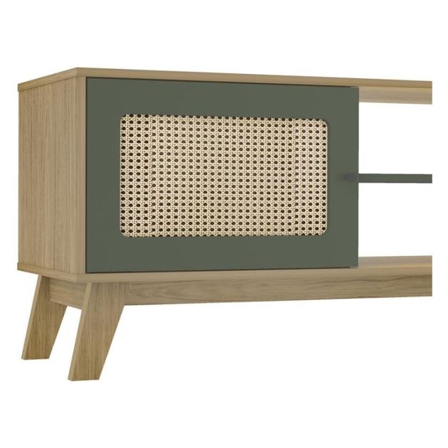 Meuble Télé CHARLOTTE MINT - Jusqu'à 75'' - Avec 2 portes ouvrantes - Chêne menthe – Image 3