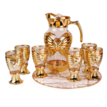 Carafe cassable + 6 verres - Or