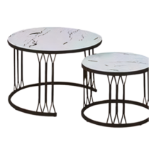 Table basse en marbre 2 en 1 - Cadre en acier inoxydable