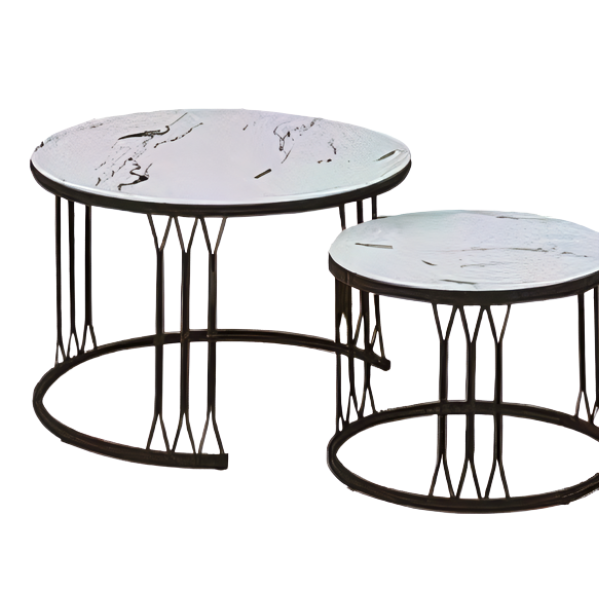 Table basse en marbre 2 en 1 - Cadre en acier inoxydable