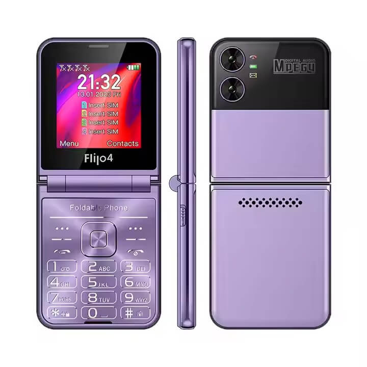 Flijo 4 - petit téléphone portable pliable - 4 Sim - 2.8'' - Camera arriere - MP4 - FLIP MOBILE - TORCHE - 13 MOIS DE GARANTIE