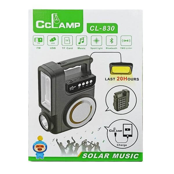 lampe solaire cc lamp cl - 830 - Haut-parleur Bluetooth sans fil - Station Radio fm - plaque SOLAIRE - POWERBANK - LECTEUR USB ET SSD - 13 mois de garantie