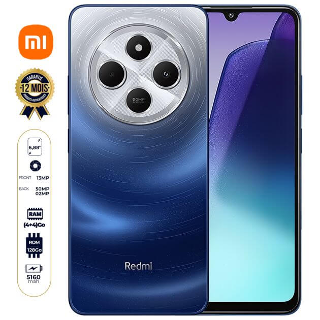 Xiaomi Redmi 14C - 128 Go - 4 Go + 4 Go RAM extensible - 6.88" - Dual Nano SIM - 5160mAh - 50MP+2MP/13MP - Empreinte Digitale - Version Globale - 12 Mois de garantie