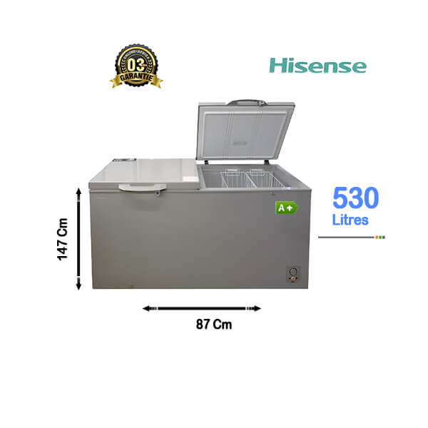 Congélateur coffre Hisense 530L, grande capacité de stockage