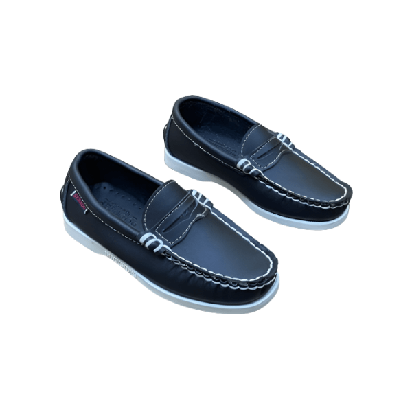 Mocassins Garçon En Cuir bleu marine, parfaits pour l'été