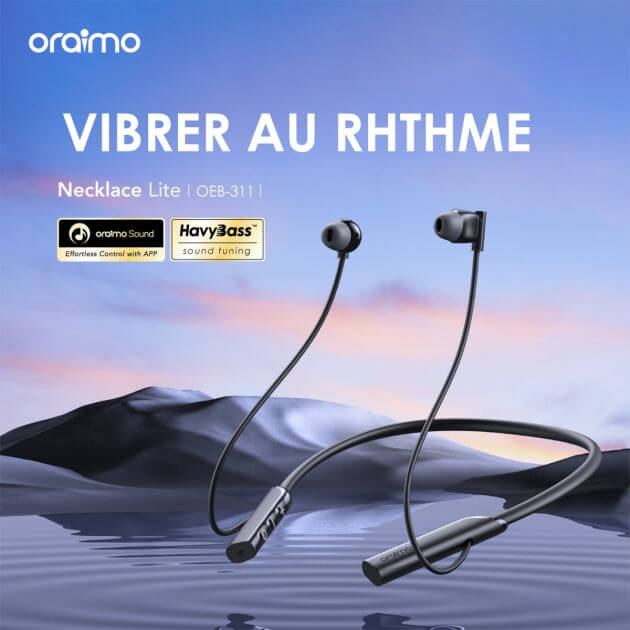 Ecouteurs ORAIMO Necklace Lite - OEB-311 - Bluetooth V5.3 - Écouteurs à vibration d'appel - Grande autonomie - super puissant- 13 MOIS