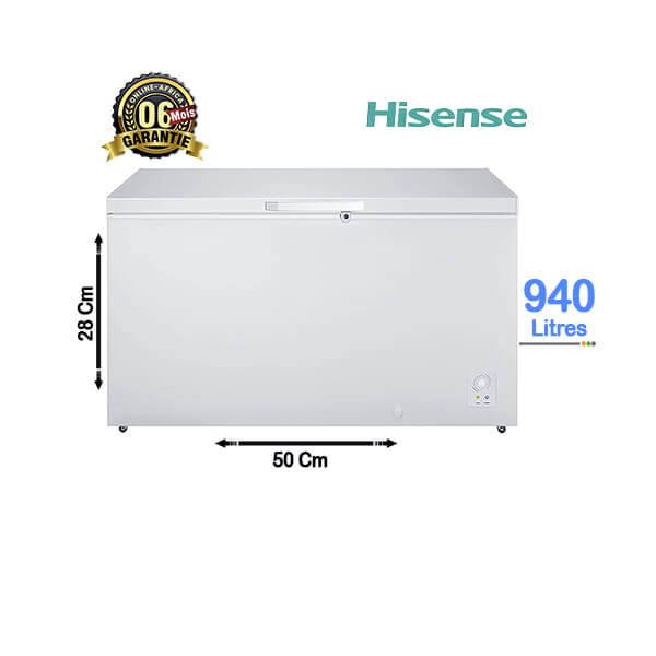 Congélateur coffre Hisense 420L - Vue d'ensemble, design compact et élégant
