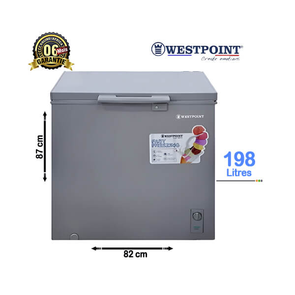 Congélateur coffre Westpoint 198L - Vue de face, design compact.