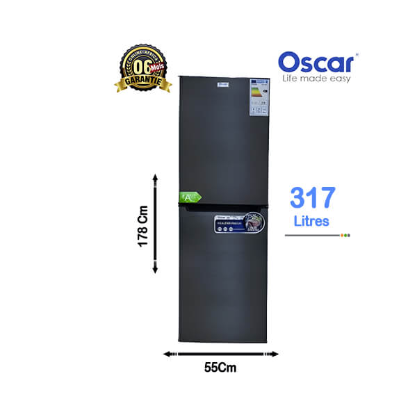 Réfrigérateur combiné OSCAR 317L - Vue d'ensemble en inox