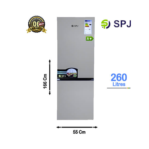 Réfrigérateur combiné SPJ 260L - Vue de face, design compact et élégant