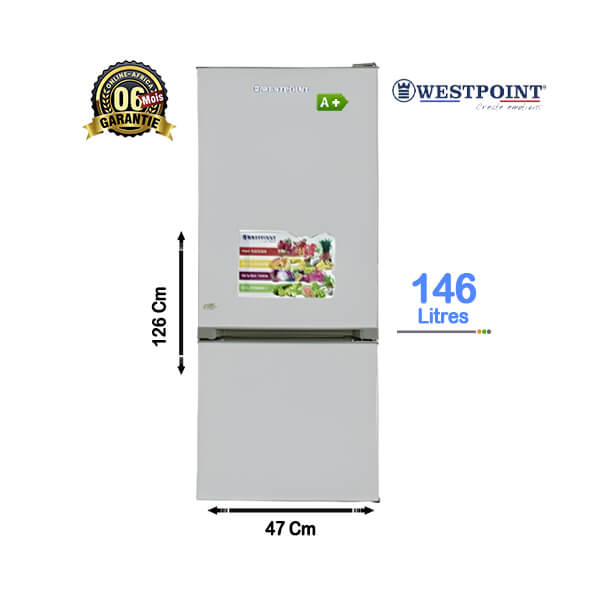 Réfrigérateur Combiné WESTPOINT 146l - Vue d'ensemble.