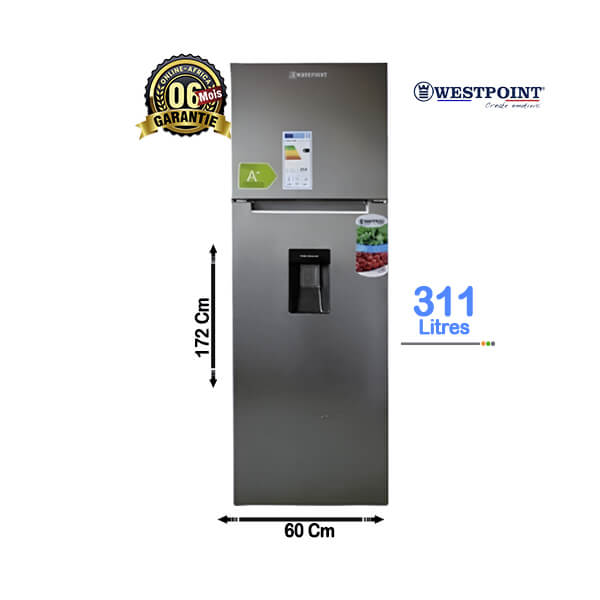 Réfrigérateur Defrost Westpoint 311L - Vue de face, design élégant et moderne