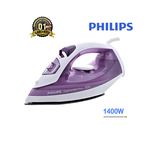 Fer à Vapeur Philips 1400W Vue de face, design compact et élégant