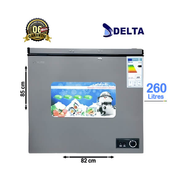 Congélateur coffre Delta 260L - Vue de face, design robuste et élégant