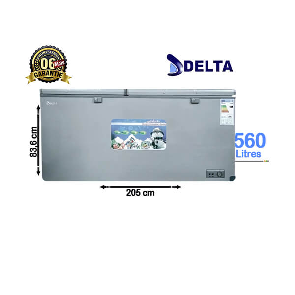 Congélateur coffre Delta 560L - Vue de face, design robuste et élégant
