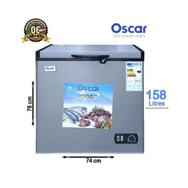 Congélateur coffre Oscar 158L - Vue de face, design robuste et élégant