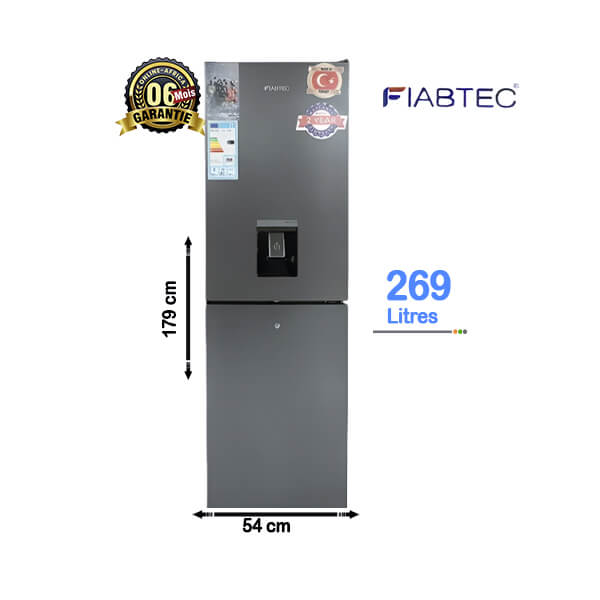 Réfrigérateur combiné Fiabtec 269L - Vue de face, design élégant et moderne