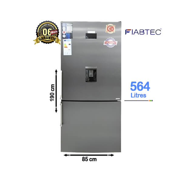 Réfrigérateur combiné Fiabtec 564L - Vue de face, design élégant et moderne