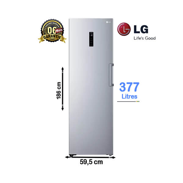 Réfrigérateur Combiné LG 377L Vue de face, design élégant