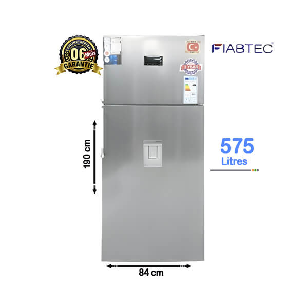 Réfrigérateur Double Battants Fiabtec 575L - Vue de face, design élégant et moderne