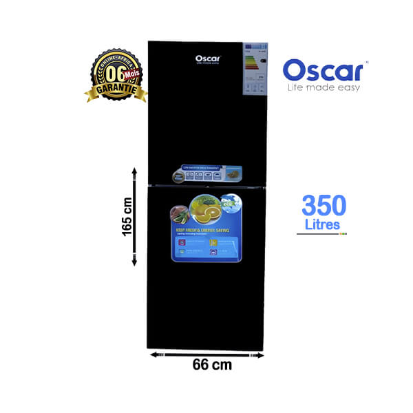 Réfrigérateur Double Battants Oscar 350L Vue de face, design compact